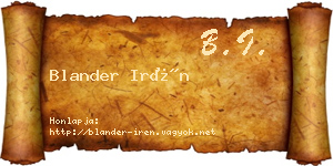 Blander Irén névjegykártya